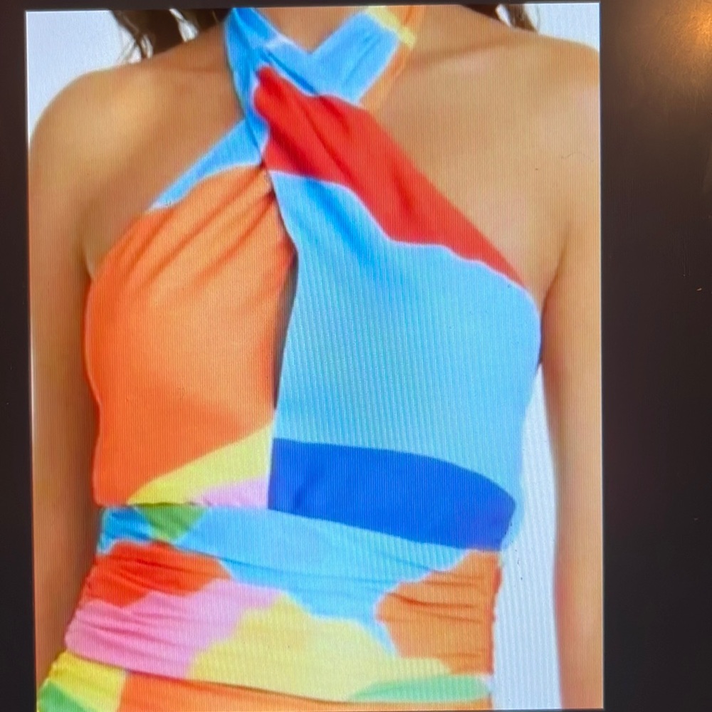 STAUD Multicolor Halter Tank Top